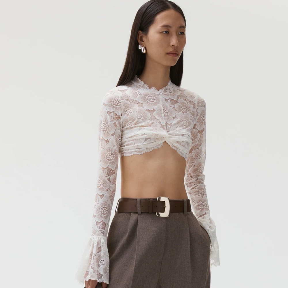 Beaufille Frida White Lace Cropped Blouse + Matching Bra | S